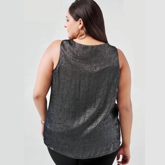 89th & Madison Black Metallic Cowl Neck Top Size 1X - Picture 4 of 14
